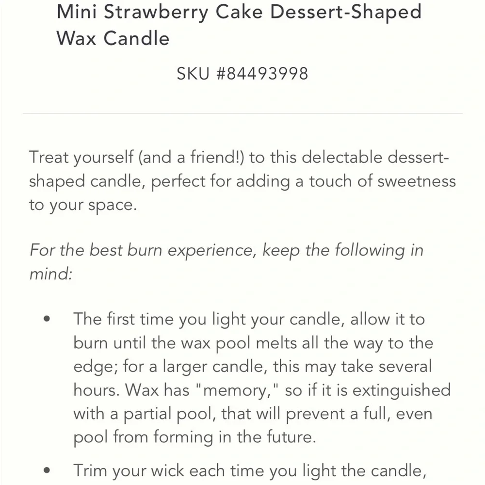 Delectable Cake Candle mini strawberry wax candle cake